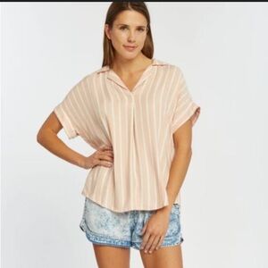 Thread and Supply Striped Pink Women's Top Tunic Style